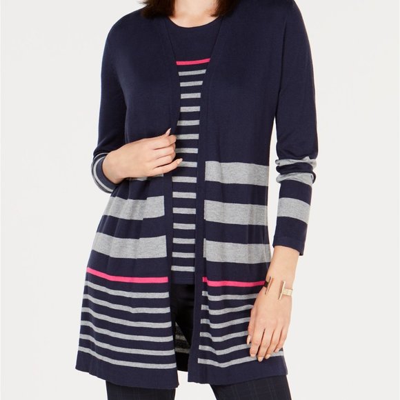 Charter Club Sweaters - Charter Club Striped Open-Front Cardigan Size XL